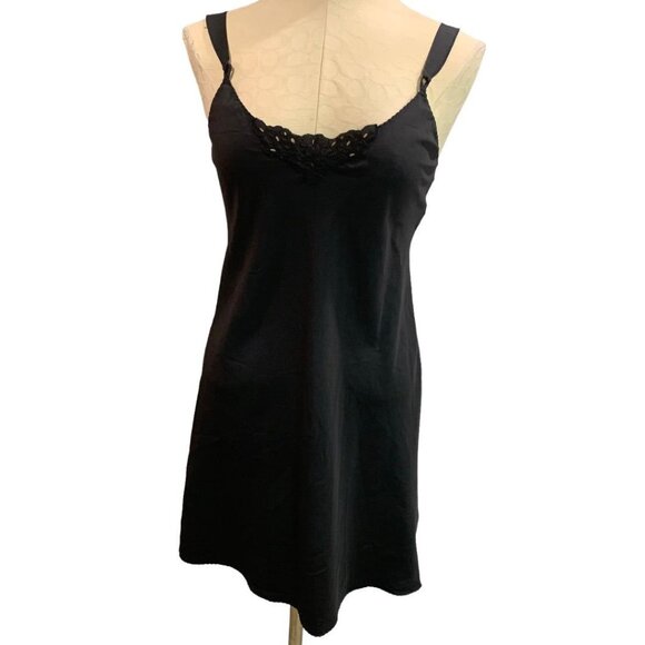 Size 38 (Large) Vanity Fair Women's Black Slip Vintage 1970s Slip Knee Length - Picture 3 of 8